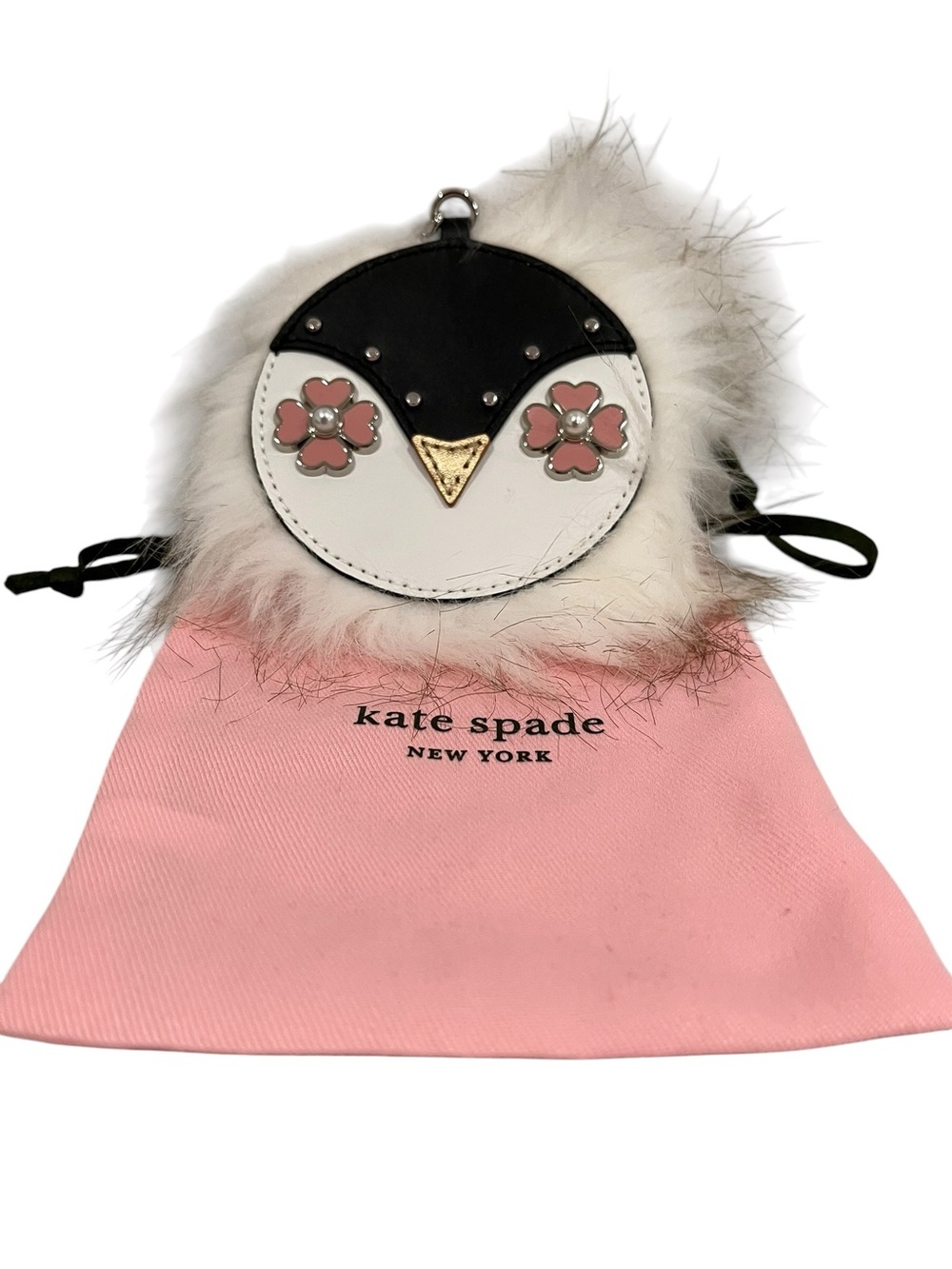 Kate Spade New York Penguin Pouf Keychain Key Fob & Dusty NIB